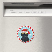 Leuke zwarte kat, Santa hoed, Kerstwinter sneeuw Magneet (Insitu (Vaatwasser))