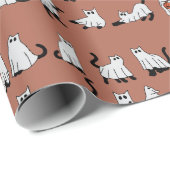 Leuke zwarte kat spook kostuum pompoen halloween cadeaupapier (Rol Hoek)