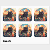 Leuke zwarte kat sticker (Vel)