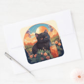 Leuke zwarte kat sticker (Envelop)