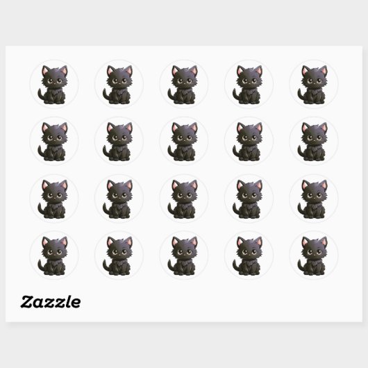 Leuke zwarte kat sticker (Vel)