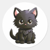 Leuke zwarte kat sticker (Voorkant)
