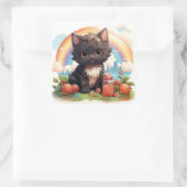 Leuke zwarte kat sticker (Tas)