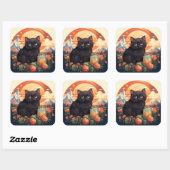 Leuke zwarte kat sticker (Vel)