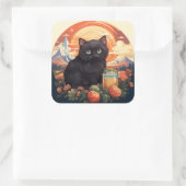Leuke zwarte kat sticker (Tas)