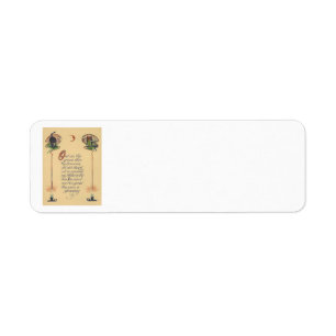 Leuke zwarte kat Uil Crescent Moon Candle Etiket