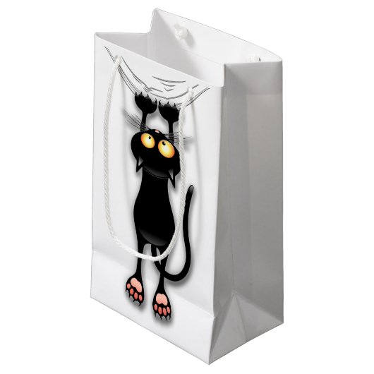 Leuke Zwarte Kat Valt Neer Aangepaste Cadeautas (Voorkant Gekanteld)
