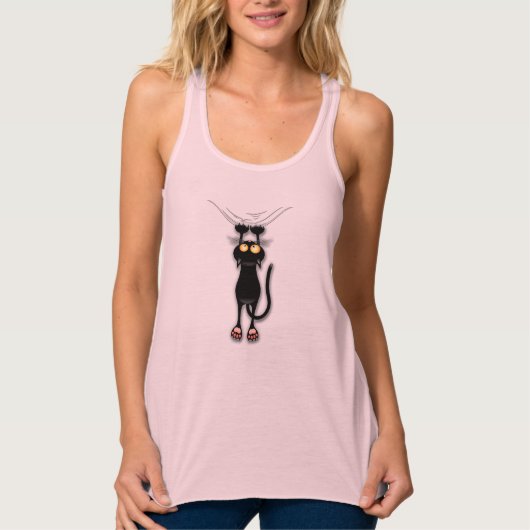 Leuke Zwarte Kat Valt Neer Fit Racerback Tank Top (Voorkant)