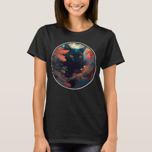 Leuke zwarte kat verbergen in de lente bloemen est t-shirt