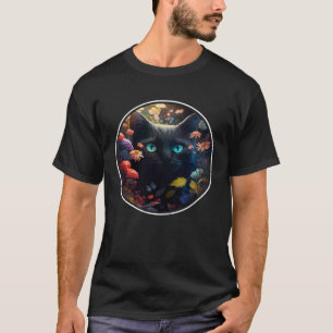 Leuke zwarte kat verbergen in de lente bloemen est t-shirt