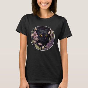 Leuke zwarte kat verbergen in de lente bloemen est t-shirt