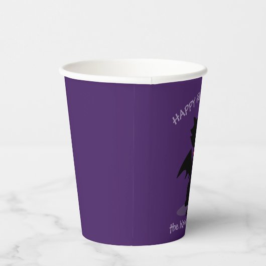 Leuke zwarte kat vleermuis Kinder Halloween Party  Papieren Bekers (Rechts)