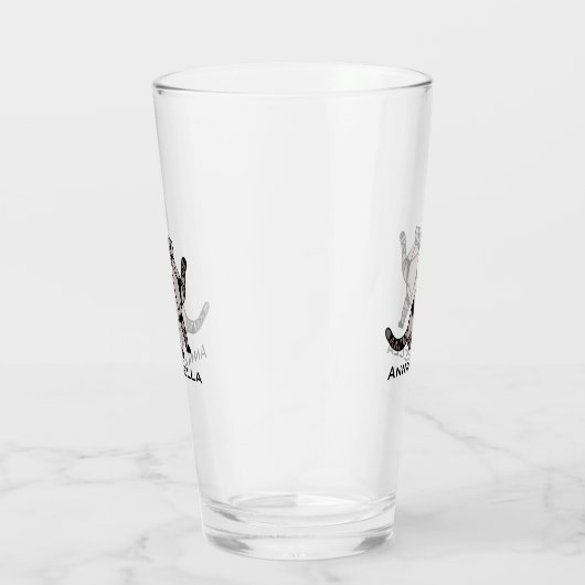 Leuke zwarte kat voeg naam glas toe (Rechts)