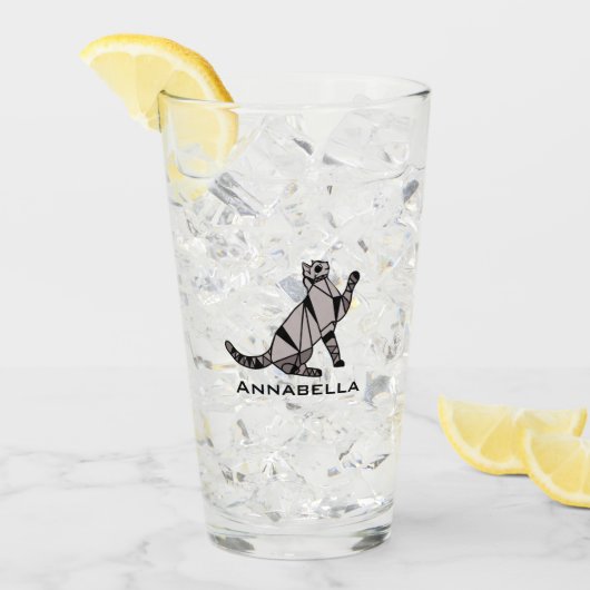 Leuke zwarte kat voeg naam glas toe (Voorkant ijs)