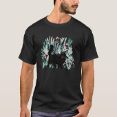 Leuke zwarte kat wandelen in tuin bloem  Kit T-shirt (Voorkant)