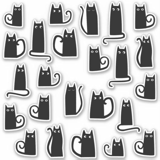 Leuke zwarte katten sticker (Voorkant)
