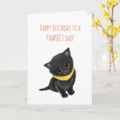Leuke zwarte kitten vader verjaardagskaart van de  kaart (Gele Bloem)