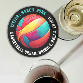 Leuke Zwarte Kleuren Basketbal Slam Dunk MVP Typo Zandsteen Onderzetter