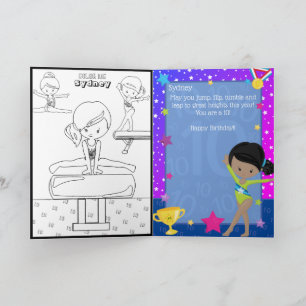 Leuke zwarte meisjes gymnastiek kleurplaat Verjaar Kaart