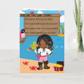 Leuke zwarte meisjes pirate kleur me gelukkig verj kaart (Achterkant)