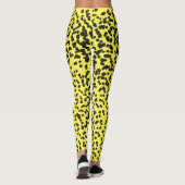 Leuke Zwarte Neon Gele Polka Dots Dalmatische Patr Leggings (Achterkant)