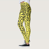 Leuke Zwarte Neon Gele Polka Dots Dalmatische Patr Leggings (Links)