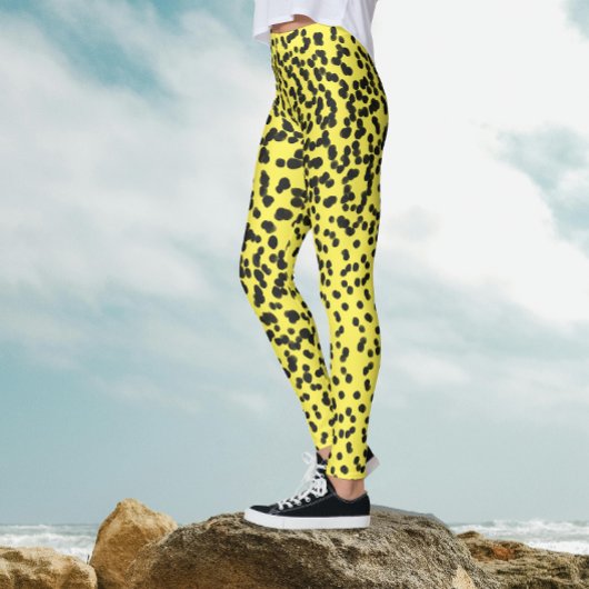 Leuke Zwarte Neon Gele Polka Dots Dalmatische Patr Leggings