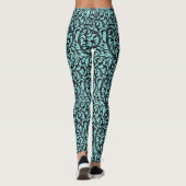 Leuke zwarte Paisley Print op Robins Ei Blauw Leggings (Achterkant)