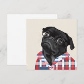 Leuke zwarte pug dog met bril en check Shirt (Voorkant / Achterkant)