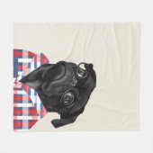 Leuke zwarte pug dog met bril en check Shirt Fleece Deken (Voorkant (Horizontaal))