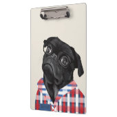 Leuke zwarte pug dog met bril en check Shirt Klembord (Links)