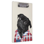 Leuke zwarte pug dog met bril en check Shirt Klembord (Rechts)