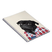Leuke zwarte pug dog met bril en check Shirt Notitieboek (Rechterzijde)
