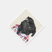 Leuke zwarte pug dog met bril en check Shirt Servet (Hoek)