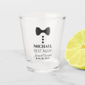 Leuke zwarte strikdas Tuxedo Bruidsjonker Huwelijk Shot Glas (Voorkant)