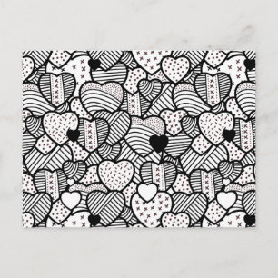 Leuke zwarte witte hartenpatronen briefkaart