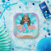 Leuke zwarte zeemeermin prinses onder het Zee Papieren Bordje (Feest)