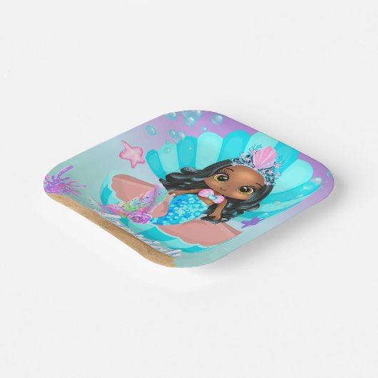 Leuke zwarte zeemeermin prinses onder het Zee Papieren Bordje (Gebogen)