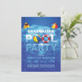 Leuke zwembadfeest afstudeerfeest kaart (Staand voorkant)