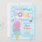 Leuke zwembadfeest verjaardagsuitnodiging kaart (Voorkant)