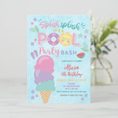 Leuke zwembadfeest verjaardagsuitnodiging kaart (Staand voorkant)
