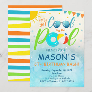 Leuke zwembadfeest verjaardagsuitnodiging kaart