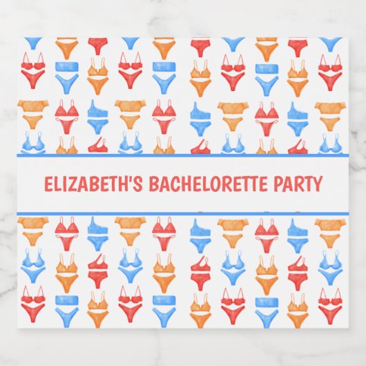 Leuke Zwempak Pool Feest Persoonlijke Bachelorette Sparkling Wijnetiket (Enkel label)