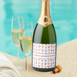 Leuke Zwempak Pool Feest Persoonlijke Bachelorette Sparkling Wijnetiket