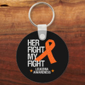 Leukemia Awareness Her Fight Orange Ribbon Gift Sleutelhanger (Voorkant)