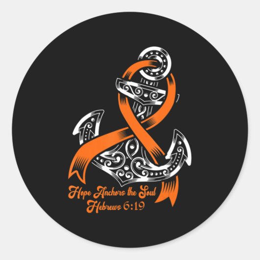 Leukemia Awareness Hope Anchors The Soul Hebrews Ronde Sticker (Voorkant)