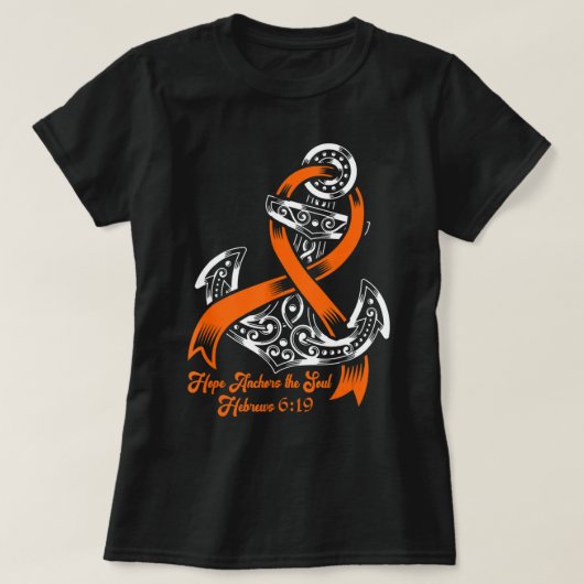 Leukemia Awareness  Hope Anchors The Soul Hebrews  T-shirt (Design voorkant)