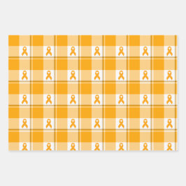 Leukemia Awareness Plaid Orange Ribbon Inpakpapier Vel