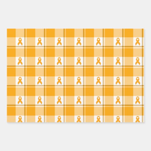 Leukemia Awareness Plaid Orange Ribbon Inpakpapier Vel (Voorkant)
