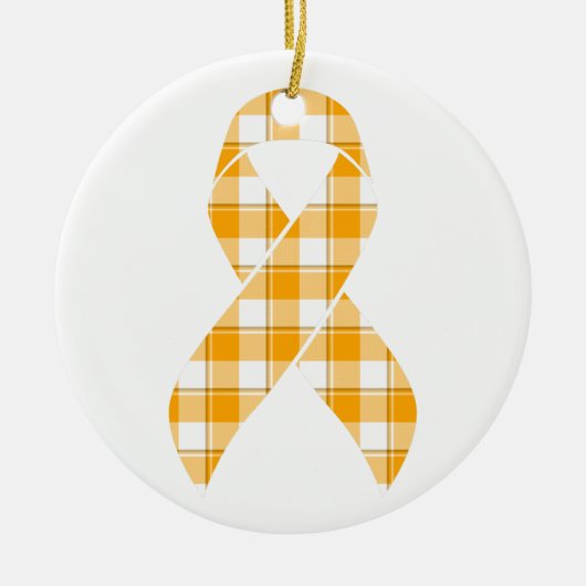 Leukemia Awareness Plaid Orange Ribbon Keramisch Ornament (Voorkant)